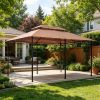 10' X 13' Outdoor Patio Gazebo with Curtains Vented Roof Steel Frame Garden Lawn Backyard Canopy Shelter for Deck