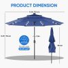 10ft 3-Tier Solar LED Patio Umbrella with Tilt Adjustment and UV-Resistant Polyester Fabric, Outdoor Market Umbrella, Navy Blue