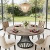 Round Dining Table for 4-6, 47" Farmhouse Circle Kitchen Table