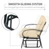 Patio Glider Bench with Padded Cushions and Armrests, Outdoor 2-Person Swing Rocking Chair Loveseat with Sturdy Frame, Beige