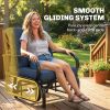 Patio Glider, Outdoor Glider Chair with Cushions, Steel Frame, Curved Armrests, Dark Blue