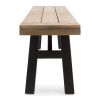 Outdoor Bench with Slat Panel Design and Acacia Wood Frame, Natural and Grey