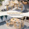 5-Piece Outdoor Acacia Wood Round Dining Set, Solid Wood Patio Table with 4 Barrel Chairs, Cushioned Seats & Backs, Modern Garden Conversation Set, Gr