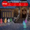 4Pack 7 Color Changing Solar Christmas Tree Lights Outdoor Optical Fiber Stake Lights Cedar Tree Lights with Topper Star IP44 Waterproof for Garden Ya