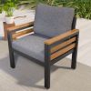 GO 4-Piece Outdoor Furniture Sofa Set for 5 People with Acacia Wood Armrests, Patio Conversation Set with Removable Cushion an