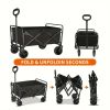 Heavy Duty Foldable Utility Wagon Cart 220 lbs Capacity Portable Collapsible Outdoor Beach Garden Trolley with 360° All Terrain Wheels Side Pockets fo