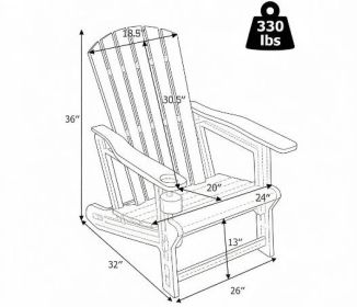 High-Back Adirondack Chair with Cup Holder HDPE Wood-Like Texture for Garden Outdoor Comfortable Seating with Classic Design-There is only one chair