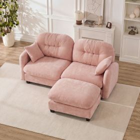 Cloud Sectional L-Shaped Couch With Ottoman,Soft Chenille Fabric,Quilted Pleated Design High-Density Foam,Fits Bedrooms Living Rooms Reading Nooks