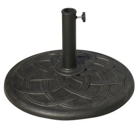 Outsunny 22" 42 lbs Round Resin Umbrella Base Stand Market Parasol Holder with Beautiful Decorative Pattern & Easy Setup, for Φ1.5", Φ1.89" Pole