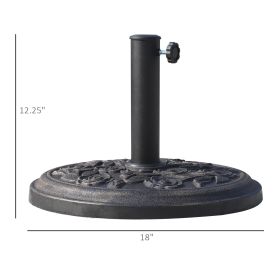 Round Resin Umbrella Base 18", Rose Floral Pattern, Market Parasol Stand for Φ1.5", Φ1.89" Pole - Bronze