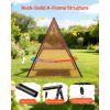 Swing Set for Backyard, 60 x 32 in Swing Seat with Heavy Duty A-Frame Metal Stand, 440 lbs Load Capacity, Reinforced with Spiral Ground Anchors