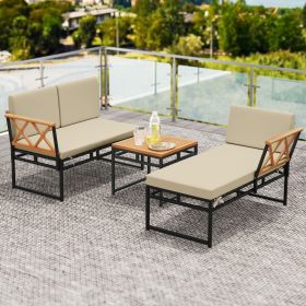3-Piece L-Shaped Patio Furniture Set for Porch Backyard and Poolside