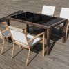 Set of 4 Outdoor Patio Chairs, Integrated Stackable Wrought Iron Furniture Dining Chairs with Arms, Textilene Fabric Indoor Outdoor Chairs for Porch