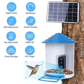 Smart Bird Feeder with Solar Powered Camera 1080P HD AI Identify PIR Motion Auto Capture Video Cloud Card Storage WiFi Connection App Control IP65 Wat (Option: BirdFeederCamera)