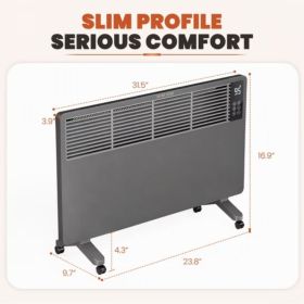 Panel Convection Heater, 1500W, Remote Control, Wall Mount And Freestanding, 25H Timer, Overheat And Tip-Over Protection (Option: Gray Half Mesh Panel)