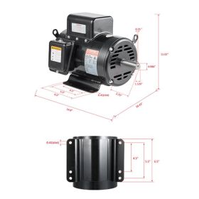 7.5HP Air Compressor Electric Motor 230V 31.6A 3450RPM 184T Frame CW/CCW Rotate (Factory Setting Is CCW) (Option: Black)