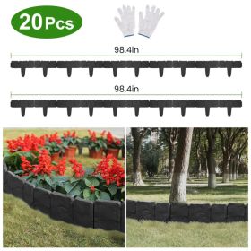 20-Piece 16ft Plastic Garden Edging, Cobblestone-Style Flexible Interlocking Landscape Border, PP Lawn Edging for Yard Flower Bed and Pathway Landscap (Option: AS  pic)