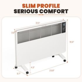 Panel Convection Heater, 1500W, Remote Control, Wall Mount And Freestanding, 25H Timer, Overheat And Tip-Over Protection (Option: White Half Mesh Panel)