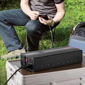 Modified Sine Wave Inverter, 3000Watt, DC 12V To AC 120V LCD Display Power Inverter With 3 AC Outlets 2 USB Port 1 Type-C Port 10 Spare Fuses, Fo (Option: Black)