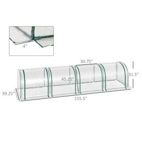 Portable Tunneled Greenhouse With 4 Zippered Doors, Water UV Fighting PVC Cover (Option: Dark Green Clear)