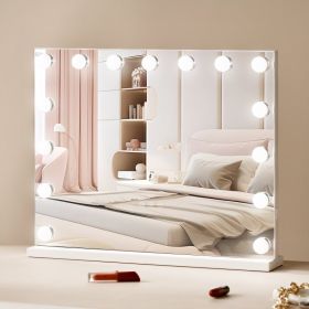 Hollywood Vanity Mirror With Lights W/ USB Desktop Wall-mount 22.8x18.1 In (Option: White)