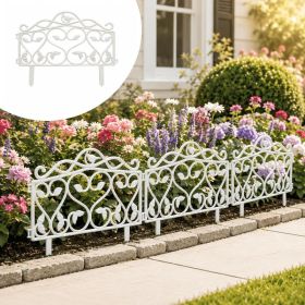 Set Of 10 New Decorative Garden Fences  European-Style Plastic Courtyard Fencing With Floral, Bird, And Scrollwork Motifs  Outdoor Landscape Edging Fo (Option: White)