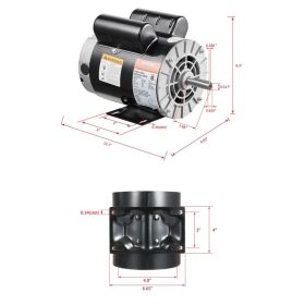 3HP Air Compressor Electric Motor 230V 15.5A 3450RPM 56 Frame CW/CCW Rotation (Factory Setting Is CCW) (Option: Black)