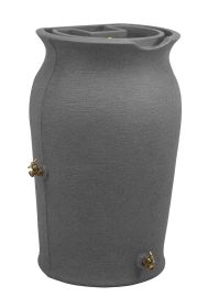 50-Gallon Plastic Urn Rain Barrel with Planter Top (Color: Dark Grey)