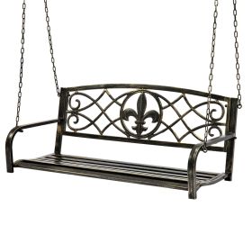 Farm Home Sturdy 2 Seat Porch Swing Bench Scroll Accents (Color: Bronze)