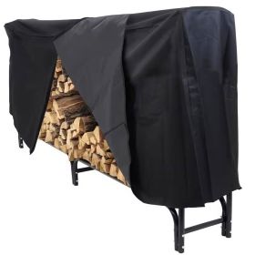 Indoor/Outdoor Black Metal Firewood Rack with Cover (size: 8 Foot)