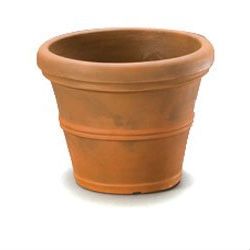 12-inch Round Planter in Rust color Weather Resistant Poly Resin Plastic (Color: Rust)