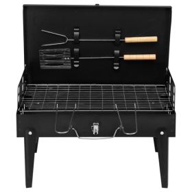 44x27x7cm Portable Square Charcoal Grill Black (Option: As picture)