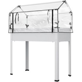 Elevated Garden Box With Greenhouse Cover, Raised Garden Bed With Legs And Drainage Hole For Vegetables, White (Option: White)