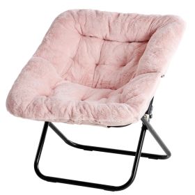 Comfy Chair for Adults, Soft Faux Fur Folding Lounge,Large Size Foldable (Option: Pink)