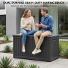 230 Gallon Outdoor Storage Box, Waterproof Resin Deck Container with Lockable Lid, Patio Organizer for Cushions & Garden Tools