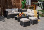 8 Pieces Patio Furniture Set with Storage Box and Waterproof Cover