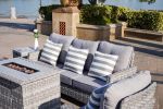 Direct Wicker Gray Wicker Sofa Set Outdoor Furniture Conversation Set with Firepit Table