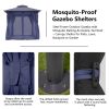 Outdoor Patio Gazebo, Roman Canopy Tent Shelter with Mosquito Netting and Privacy Sidewalls, PA-Coated Heavy Duty Frame for Backyard Garden, Gray