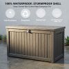 230 Gallon Outdoor Storage Box, Waterproof Resin Deck Container with Lockable Lid, Patio Organizer for Cushions & Garden Tools