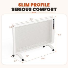 Panel Convection Heater, 1500W, Remote Control, Wall Mount And Freestanding, 25H Timer, Overheat And Tip-Over Protection (Option: White Full Mesh Panel)
