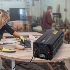 Pure Sine Wave Inverter, 5000 Watt, Power Inverter, DC 12V To AC 120V Car Inverter, With LCD Display, USB Port And Remote Controller, Power Conve (Option: Black)