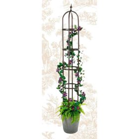 60-inch Steel Outdoor Garden Trellis Obelisk (Color: Bronze Finish)