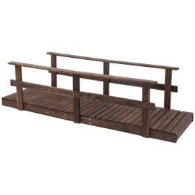 7 ft. Outdoor Wooden Garden Bridge with Hand Rails in Wood Finish (Color: Carbon)