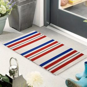 home decor Patriotic family door mat, indoor and outdoor anti-slip entrance mat, red, white and blue patriotic patterns, beautiful and eternal (Color: 30in x 18in)