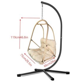 JESE Swing Egg Chair with Stand – Foldable Hanging Chair for Indoor & Outdoor Use – 300lbs Capacity (Color: Khaki)